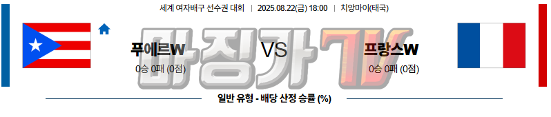 08월 22일 세계여자배구선수권대회 푸에르토리코 프랑스 국내외경기분석 무료중계 스포츠분석 관련 이미지
