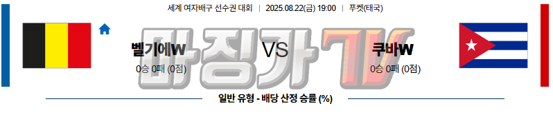 08월 22일 세계여자배구선수권대회 벨기에 쿠바 국내외경기분석 무료중계 스포츠분석 관련 이미지