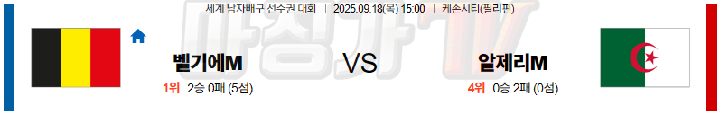 2025-09-18 세계남자배구선수권대회 벨기에 알제리 국내외경기분석 무료중계 스포츠분석 관련 이미지