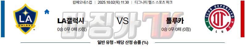 2025-10-02 캄페오네스컵 LA 갤럭시 톨루카 해외축구분석 무료중계 스포츠분석 관련 이미지
