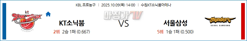 2025-10-09 KBL 수원 KT 서울 삼성 국내농구/배구분석 무료중계 스포츠분석 관련 이미지