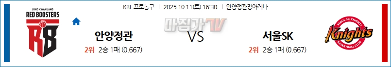 2025-10-11 KBL 안양 정관장 서울 SK 국내농구/배구분석 무료중계 스포츠분석 관련 이미지