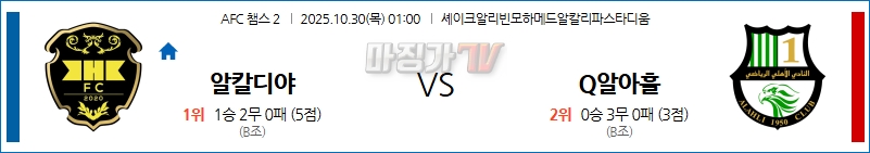 2025-10-30 AFC 챔피언스리그 2 알 칼리디야 알 아흘리 도하 해외축구분석 무료중계 스포츠분석 관련 이미지