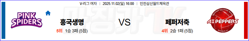 2025-11-02 V-리그 여자부 흥국생명 페퍼저축은행 국내농구/배구분석 무료중계 스포츠분석 관련 이미지