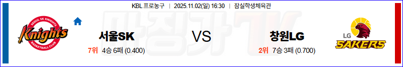 2025-11-02 KBL 서울 SK 창원 LG 국내농구/배구분석 무료중계 스포츠분석 관련 이미지