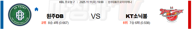 2025-11-11 KBL 원주 DB 수원 KT 국내농구/배구분석 무료중계 스포츠분석 관련 이미지