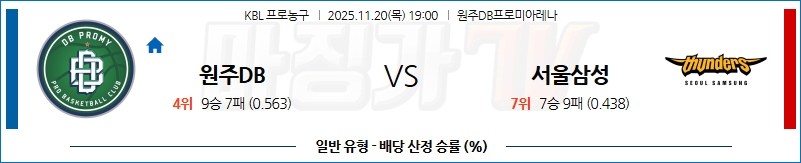 2025-11-20 KBL 원주 DB 서울 삼성 국내농구/배구분석 무료중계 스포츠분석 관련 이미지
