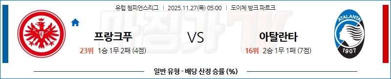 2025-11-27 UEFA 챔피언스리그 프랑크푸르트 아탈란타 BC 해외축구분석 무료중계 스포츠분석 관련 이미지