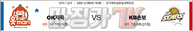 2025-12-09 V-리그 남자부 OK 저축은행 KB 손해보험 국내농구/배구분석 무료중계 스포츠분석 관련 이미지