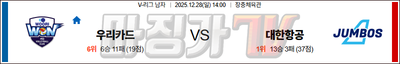 2025-12-28 V-리그 남자부 우리은행 대한항공 국내농구/배구분석 무료중계 스포츠분석 관련 이미지
