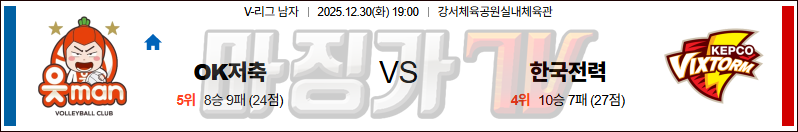 2025-12-30 V-리그 남자부 OK 저축은행 한국전력 국내농구/배구분석 무료중계 스포츠분석 관련 이미지