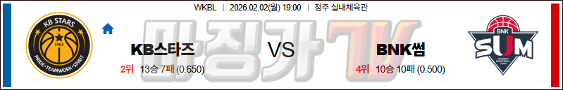 2026-02-02 WKBL KB스타즈 BNK썸 국내농구/배구분석 무료중계 스포츠분석 관련 이미지