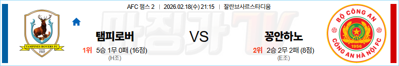 2026-02-18 AFC 챔피언스리그 2 탐파인스 로버스 FC 공안 해외축구분석 무료중계 스포츠분석 관련 이미지
