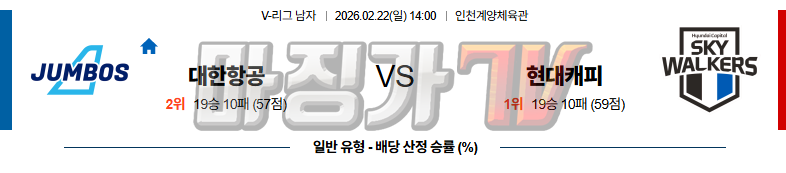2026-02-22 V-리그 남자부 대한항공 현대캐피탈 국내농구/배구분석 무료중계 스포츠분석 관련 이미지