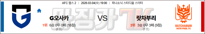 2026-03-04 AFC 챔피언스리그 2 감바 오사카 라차부리 해외축구분석 무료중계 스포츠분석 관련 이미지