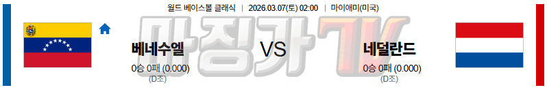 2026-03-07 월드 베이스볼 클래식 베네수엘라 네덜란드 국내외경기분석 무료중계 스포츠분석 관련 이미지