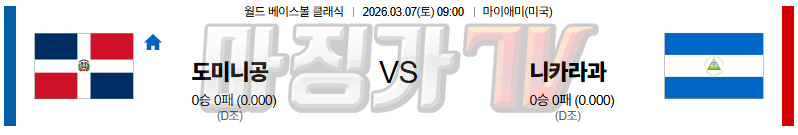 2026-03-07 월드 베이스볼 클래식 도미니카공화국 니카라과 국내외경기분석 무료중계 스포츠분석 관련 이미지