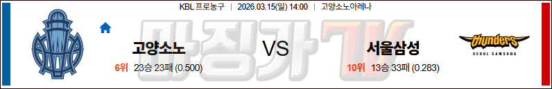 2026-03-15 KBL 고양 소노 서울 삼성 국내농구/배구분석 무료중계 스포츠분석 관련 이미지