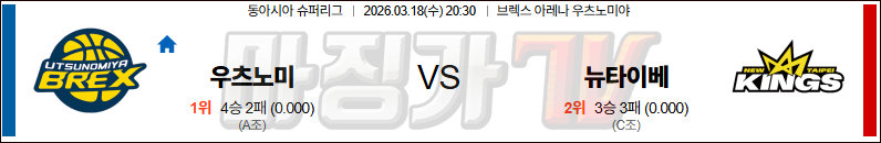 2026-03-18 동아시아 슈퍼리그 우츠노미야 브렉스 뉴 타이베이 킹스 국내외경기분석 무료중계 스포츠분석 관련 이미지