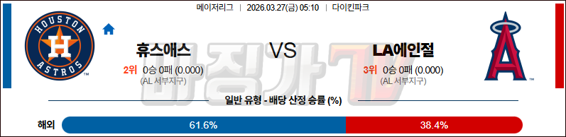 2026-03-27 MLB 휴스턴 LA에인절스 MLB분석 무료중계 스포츠분석 관련 이미지