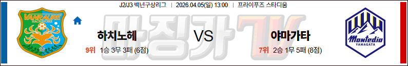 2026-04-05 J리그 백년구상리그 하치노헤 몬테디오 야마가타 K리그/J리그분석 무료중계 스포츠분석 관련 이미지